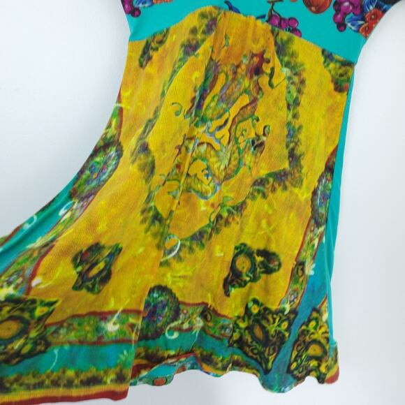 Desigual Dress Medium A-line Colorful Mixed Pattern, Short Sleeve, Resortweard - Picture 3 of 7